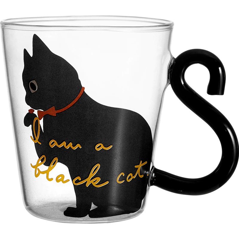 Cangkir Kopi Unik Kucing Glass Coffee Mug Tail Cute Cat Handle 250ml