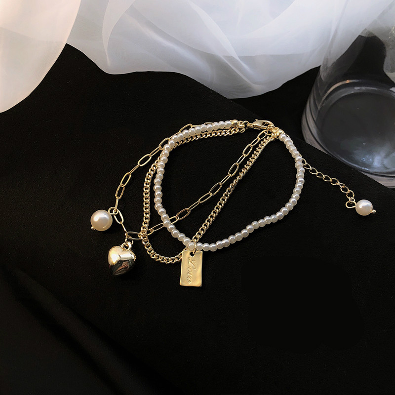 Fashion Bracelet Pearl Love Multilayer Chain