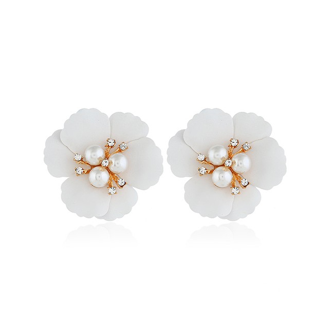 LRC Anting Tusuk Fashion Flower Pearl Earrings F6719X