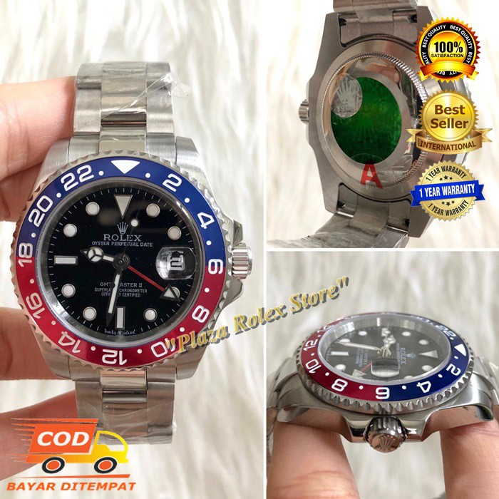 COD Jam Tangan Rolex GMT Master II Pepsi Spider Swiss Eta 1.1 Factory Garansi 1th Fullset Noob Bezel