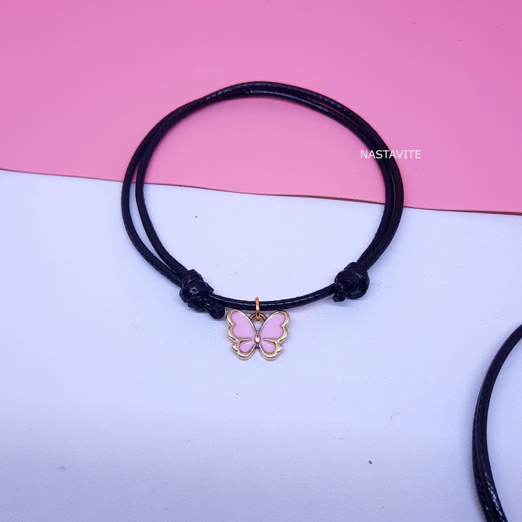 Gelang Liontin Kupu Kupu Couple Awan Tali Korea Hitam Persahabatan Pacar Bestie Love Gelang Sunflower Pink Series Murah