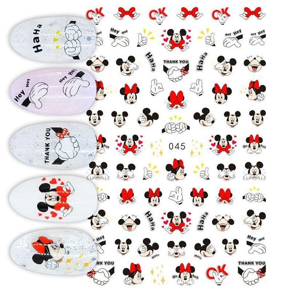 AUGUSTINA Agustina Kartun Stiker Kuku Lucu DIY Manicure Minnie Transfer Decals Mickey Mouse Nail Art Dekorasi