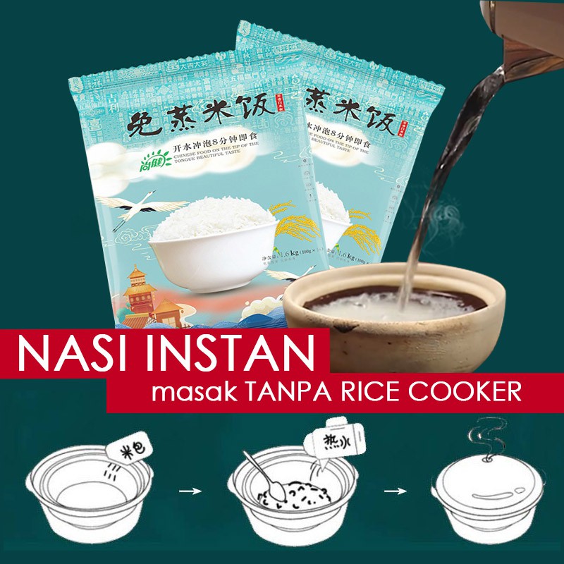 

100gr Nasi instan masak TANPA RICE COOKER/ Steam rice/Nasi hiking