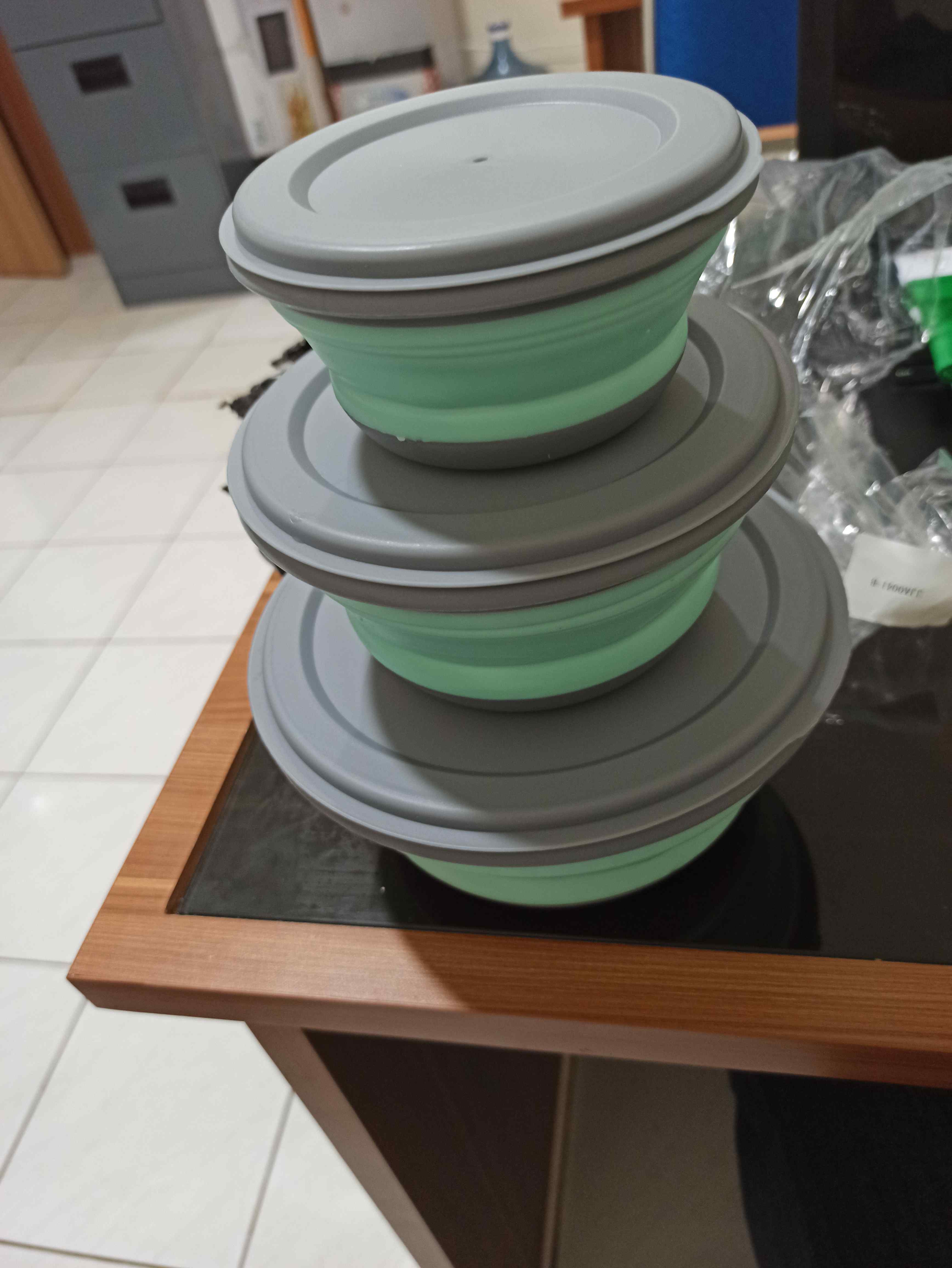 Mic 3 Pcs Silicone Lipat Mangkuk Dengan Anti-melepuh Travel Portabel Silicone Bowl