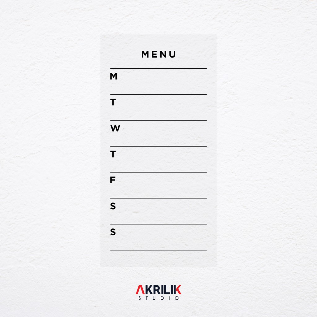

Menu Weekly Planner Akrilik | Weekly Meal Planner Akrilik Dinding Jadwal Makanan Meal Plan Kitchen