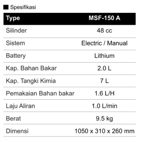 MAHKOTA Mesin Super Fogging Machine MSF-150A Alat Semprot Hama Fogger Elektrik Start MSF150A