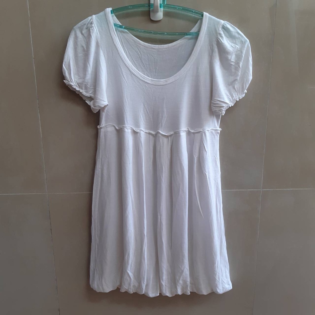 Preloved Dress BabyDoll Putih Adem