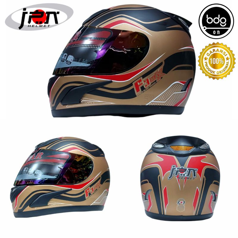 Helm JPN Full Face Motif F3MAX BROWN DOFF Fullface Murah Original SNI Dewasa