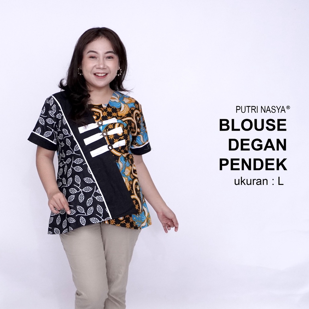 Atasan Batik Jumbo Wanita Kerja Blouse Big Size Batik Wanita S-M-L-XL-2L-3L-4L-5L-6L-7L Blus Jumbo Kerja Seragam Batik / Atasan Batik Kantor Model Terbaru / Pakaian Batik Kekinian Bahan Katun Formal LD 140 / Pakaian Super Big Wanita