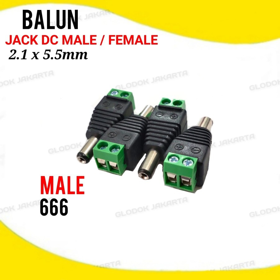 Jack BNC Balun DC Baut Jantan Betina 2.1x5.5mm Male Female Socket