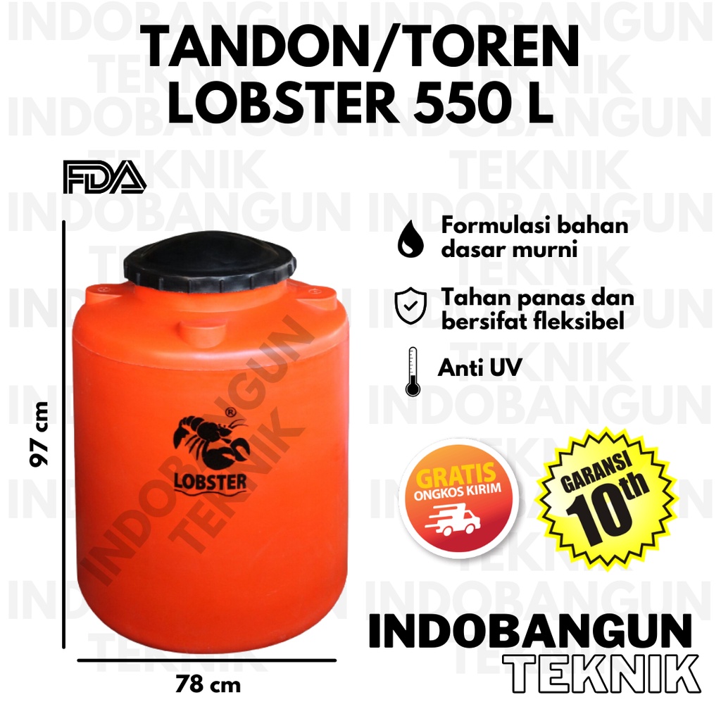 Tandon Air Toren Air Tangki Air Lobster 500 Liter 550 Liter Harga Murah Garansi 10 Tahun Anti Lumut Kuat Tahan Lama Berkualitas