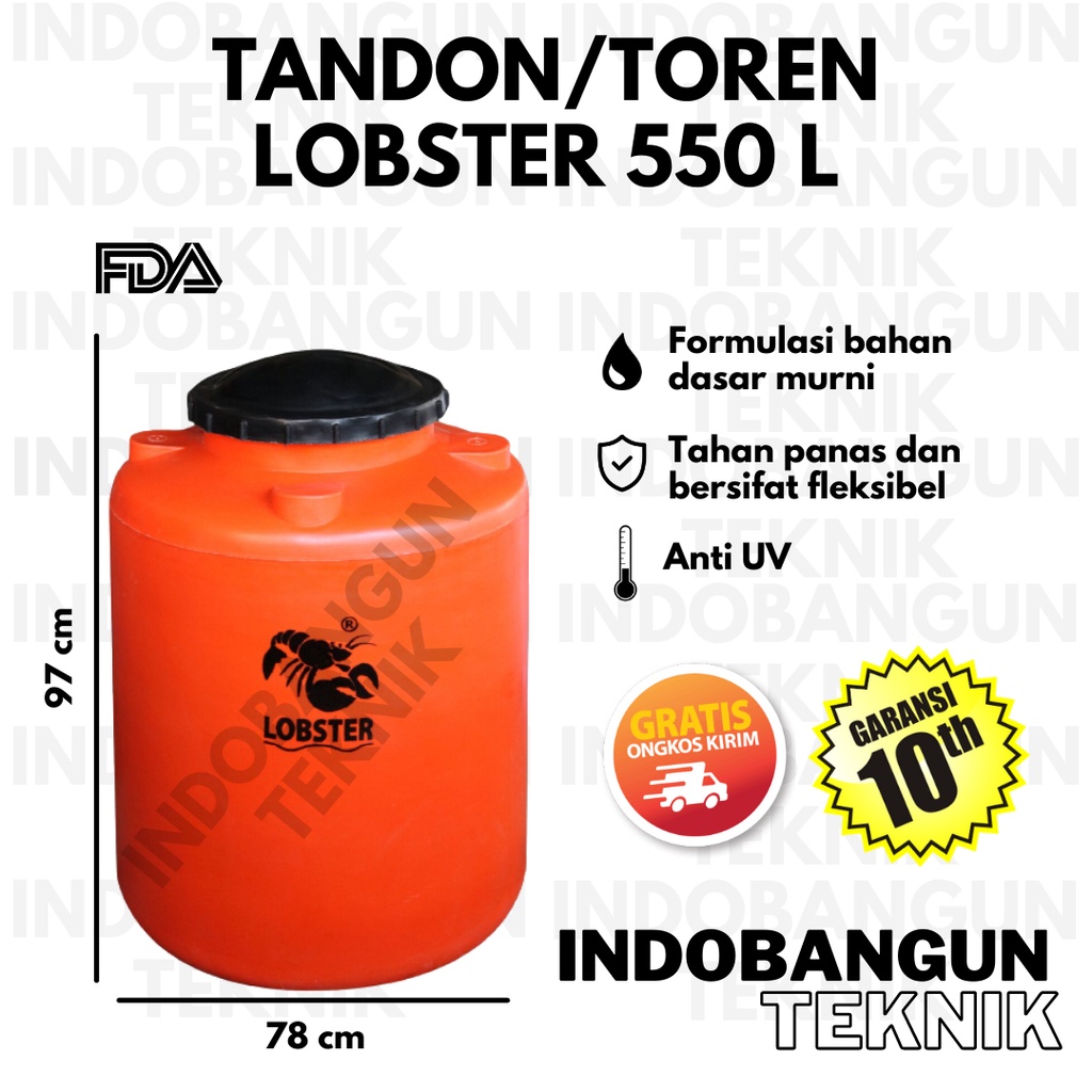 Tandon Air Toren Air Tangki Air Lobster 500 Liter 550 Liter Harga Murah Garansi 10 Tahun Anti Lumut 