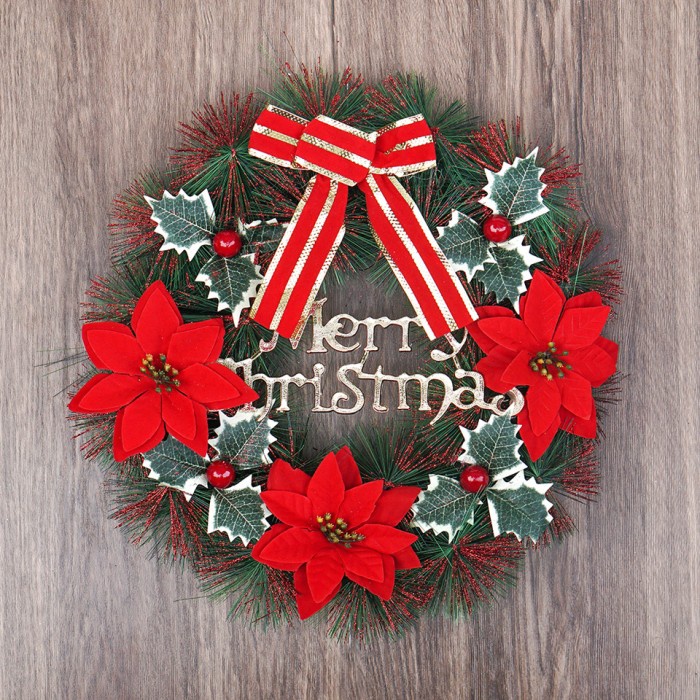 Natal-Hiasan- Hiasan Krans Natal / Poinsettia Dedaunan Besar-Dekorasi Dinding Natal -Hiasan-Natal.