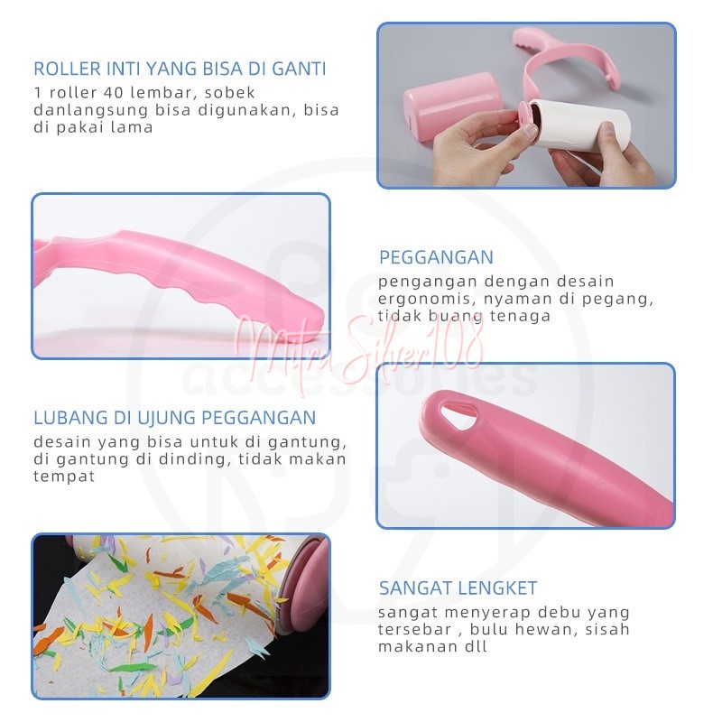 [MS108] PR 25 Pembersih Debu Bulu Halus Sticky Lint Roller Pakaian / Debu Dibaju / Pembersih Bulu Hewan