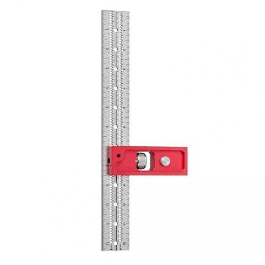 Penggaris Combination Square Angle Ruler Woodworking 12 Inch - 0121 - Red/Silver