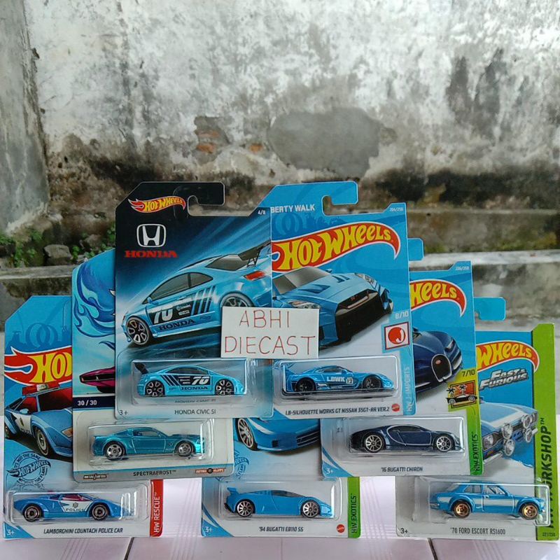 Hotwheels nissan 35GT lbwk biru honda civic si blue diecast hot wheels bugatti chiron biru mobil pol