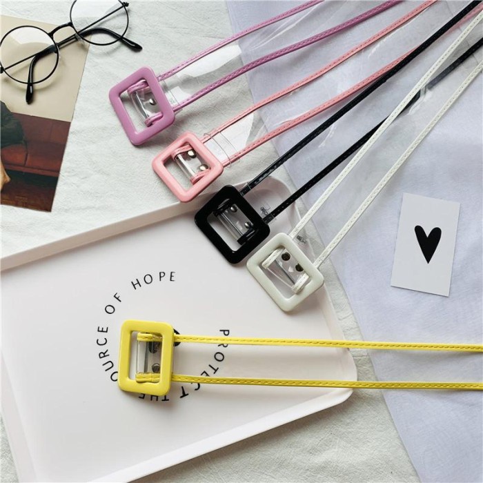 Sabuk Wanita Jelly PVC Korea Fashion Pants "Transparan Black P6A8 Terbaru Gesper Tali Kekinian Ikat 