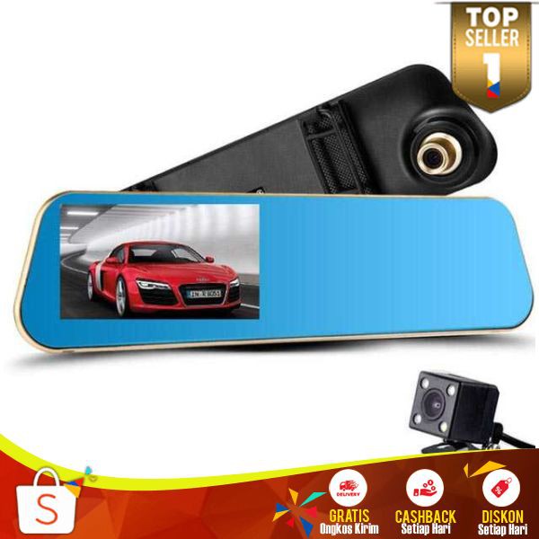 Kaca Spion DVR Dual Kamera 1080P 4.3 Inch Display Gambar Jernih Jelas Jangkauan Luas Mudah Dipasang