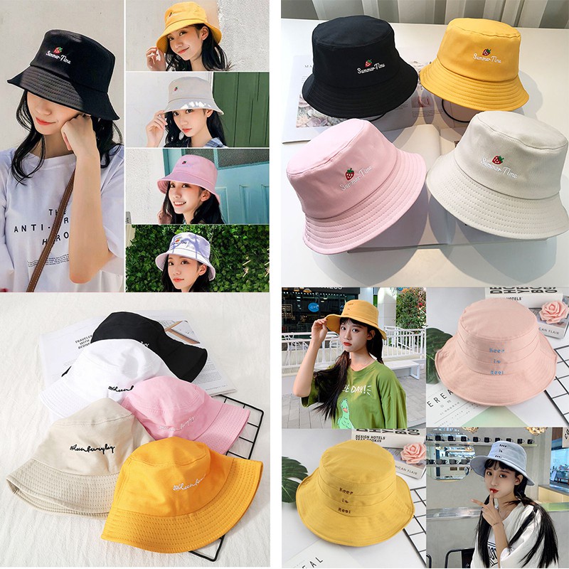 Topi Bucket Pria / Wanita Bahan Breathable Untuk Musim Panas