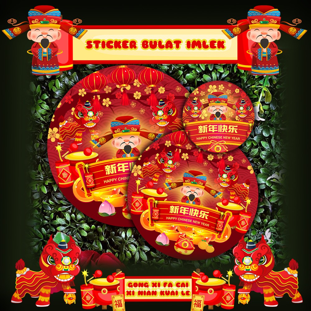 

Sticker Bulat Imlek / Gong Xi Fa Cai