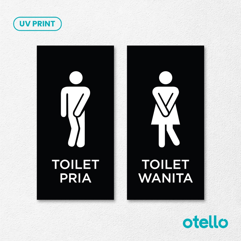 Sign Toilet Icon Kebelet Pria Wanita Minimalist Signage Acrylic Restroom WC Modern Akrilik Penanda Nama Ruang Akrilik Print