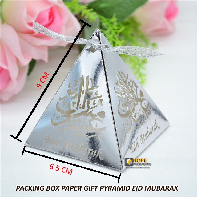 5PCS Gift Box Laser Cut Candy Eid Mubarak Lebaran Piramid dan Crown