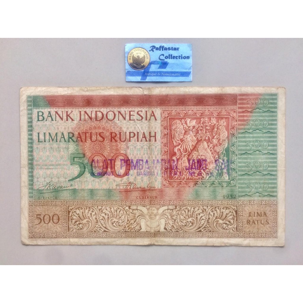 uang kuno 500 budaya 1952