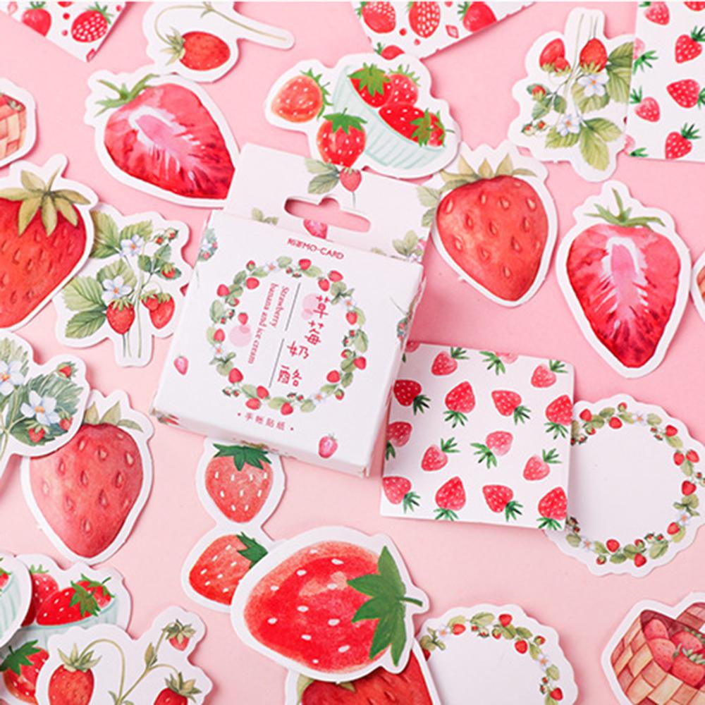 [Elegan] Strawberry Stiker Hias Hadiah Anak Lucu Kreatif Alat Tulis Sticker Marker Buku Kantor Sekolah Supply Sticky Notes