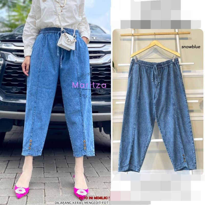 Rhapsody Pants jeans snow - celana wanita Korea model terbaru - celana wanita 7/9 soft jeans