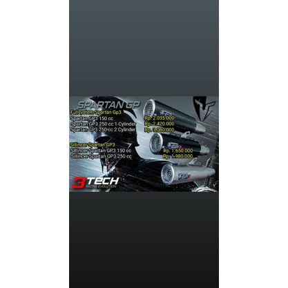 Knalpot 3Tech Spartan GP3 (motor 150cc) Hybrid fullsistem Black & silver