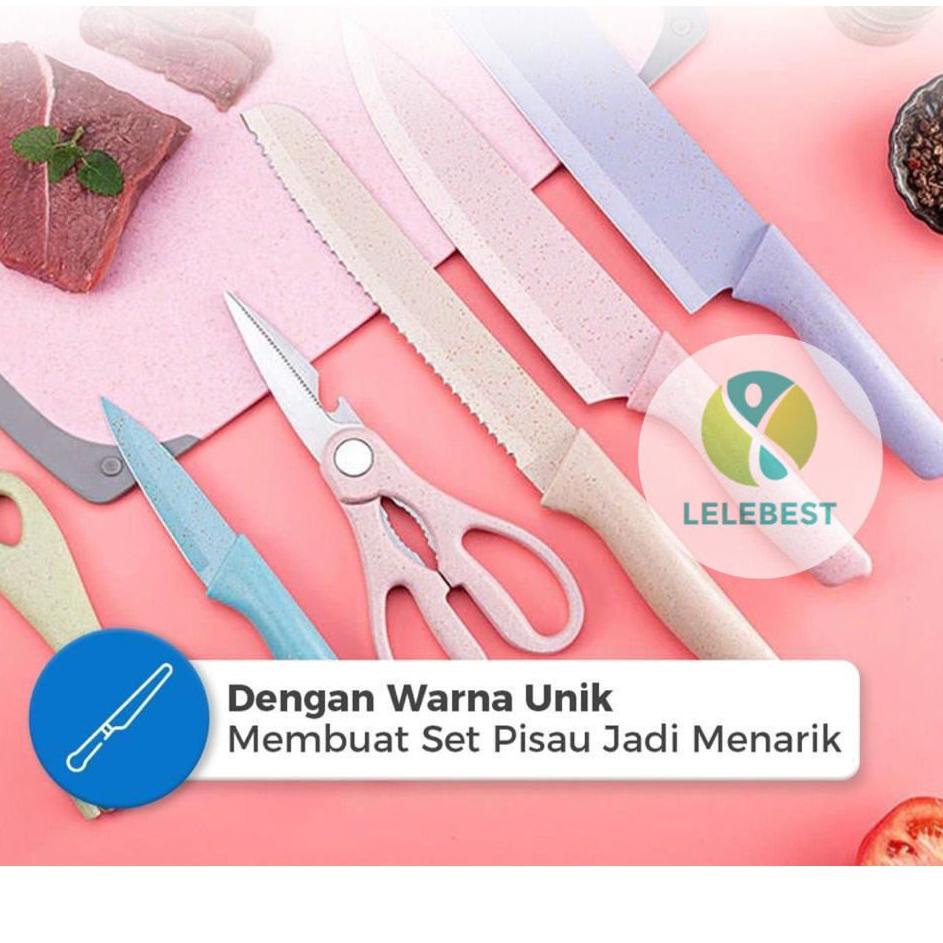 Cuma satu hari--Pisau Dapur Set Stainless Knife Anti Lengket Isi 6 Pcs / Peralatan Masak Pisau