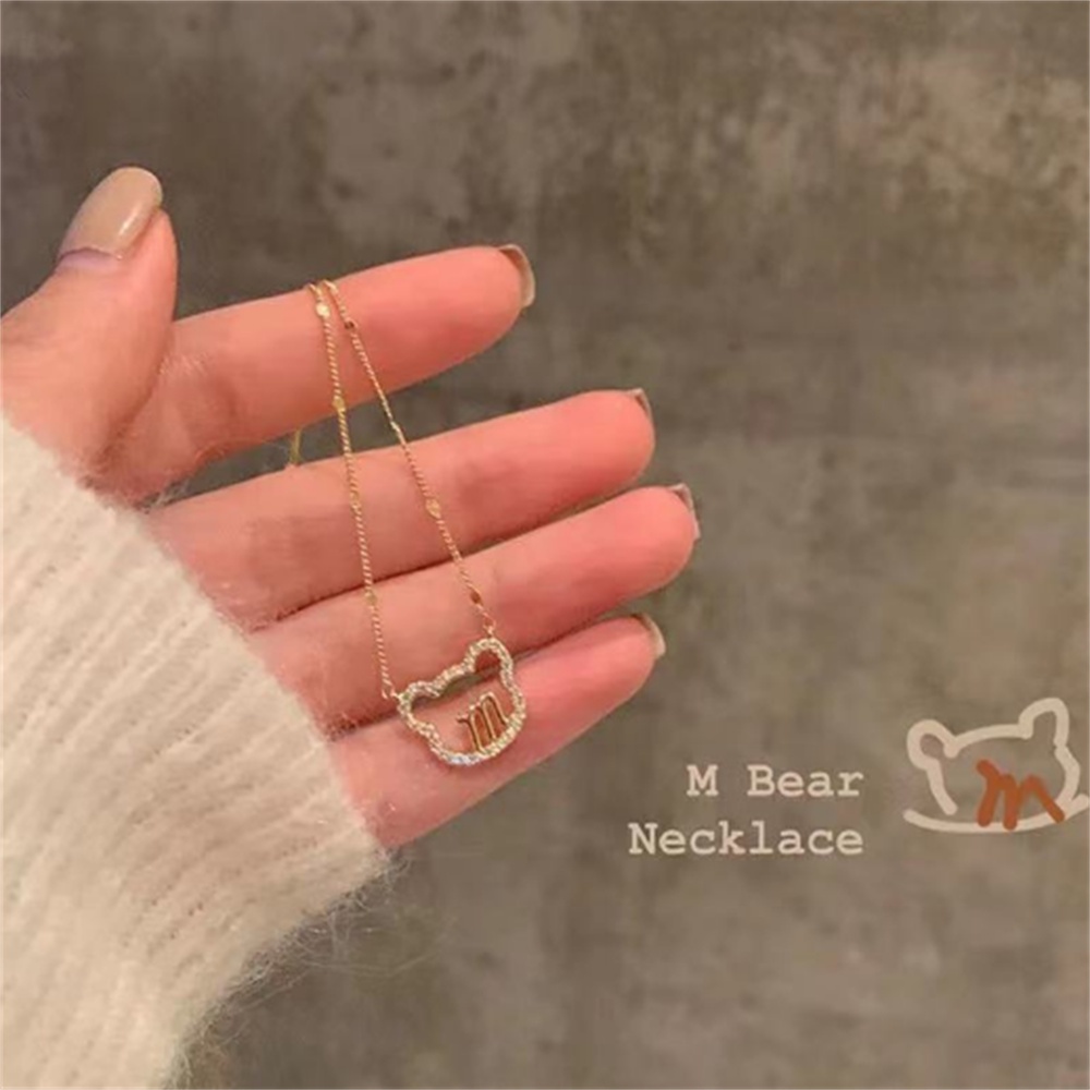 M Beruang Kalung Desain Temperamen Rantai Sweater Panjang 2022 Baru Emas Rantai Klavikula Wanita