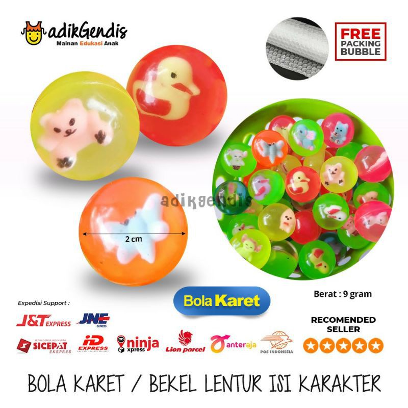 Mainan anak bola karet bola bekel karakter