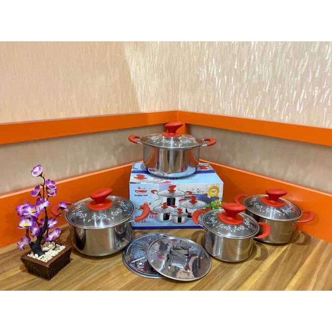 PANCI SET 4 SUSUN 2 STEAMER HAPPY FUN BIRU