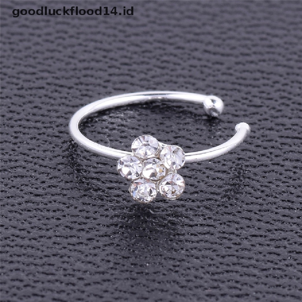 [OOID] 1Pc Small Thin Clear Rhinestone Flower Nose Ring Charm Nose Ring jewelry Fashion ID