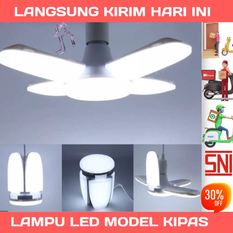 Lampu bohlam LED model kipas 28 watt lampu hias lampu fan blade/ Lampu led lipat daun