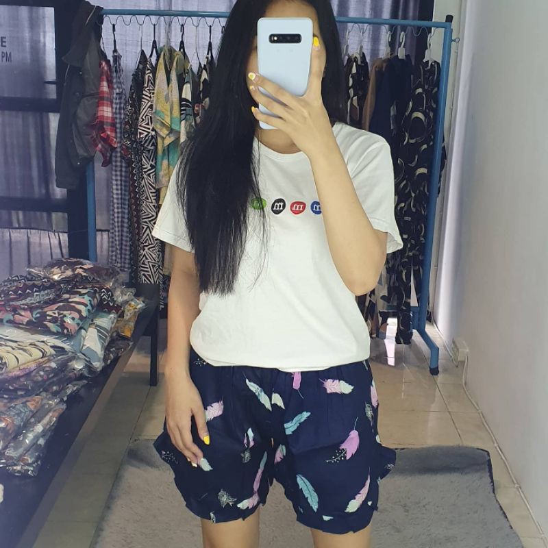 celana pendek rayon rempel bawah