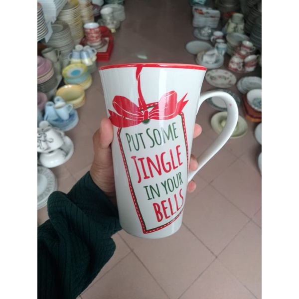 JINGLE BELLS MUG JUMBO KERAMIK HIAS SANGO CANTIK CHRISTMAS EVE NATAL