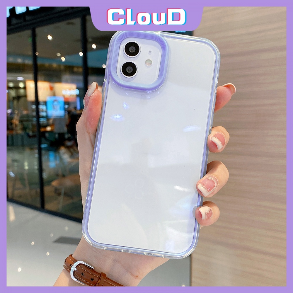 Soft Case Silikon Transparan 3 in 1 Warna Permen Untuk iPhone XR XS Max X SE 2020 11 12 13 Pro Max 7 8 Plus 7 8