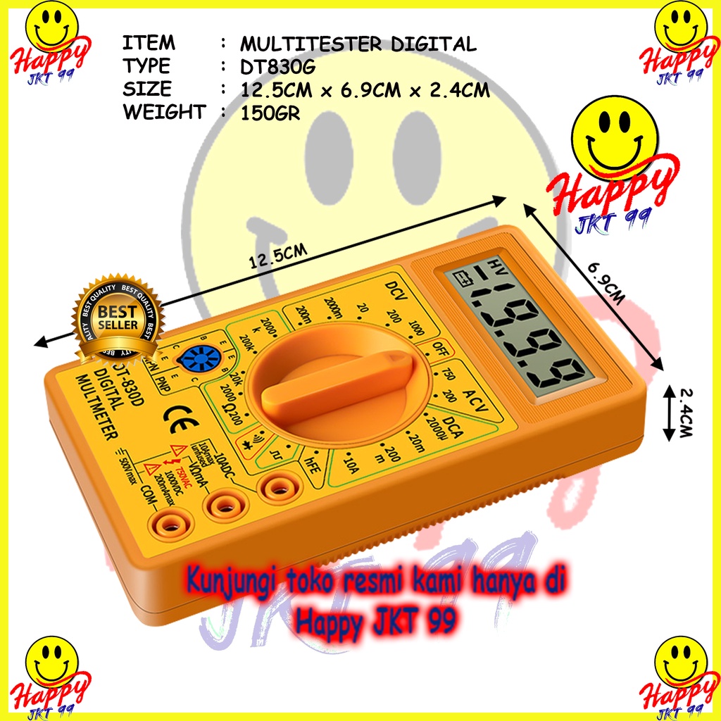 [ HAPPY JKT 99 ] MULTITESTER MULTIMETER AVOMETER TESTER DT830G DT-830G ORIGINAL