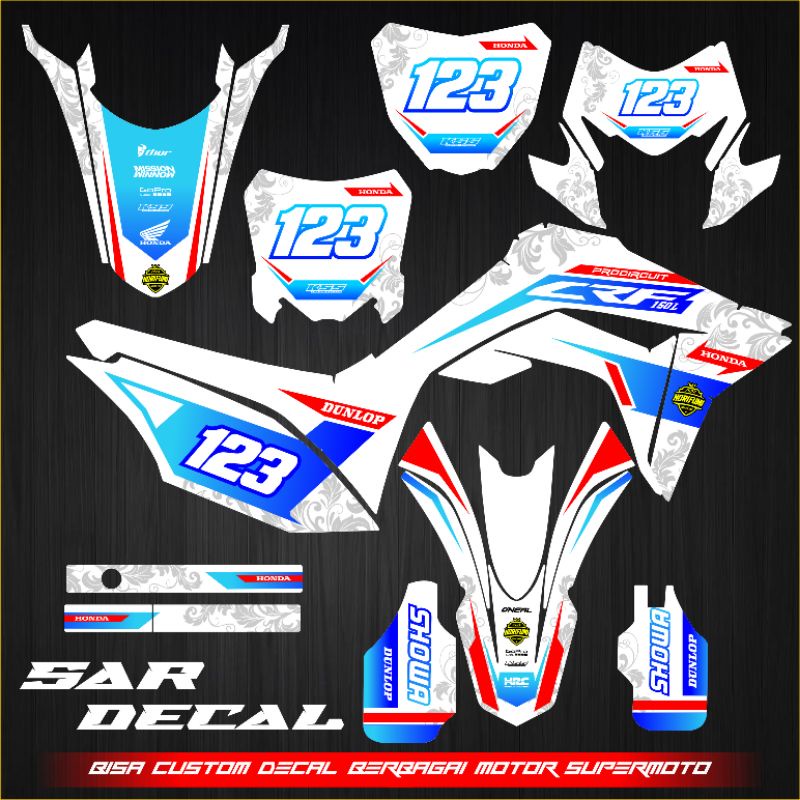 DECAL CRF 150L FULL BODY - DECAL SUPERMOTO MOTO CROSS - DECAL CRF SIMPEL KEREN - DECAL CRF MERAH PUT