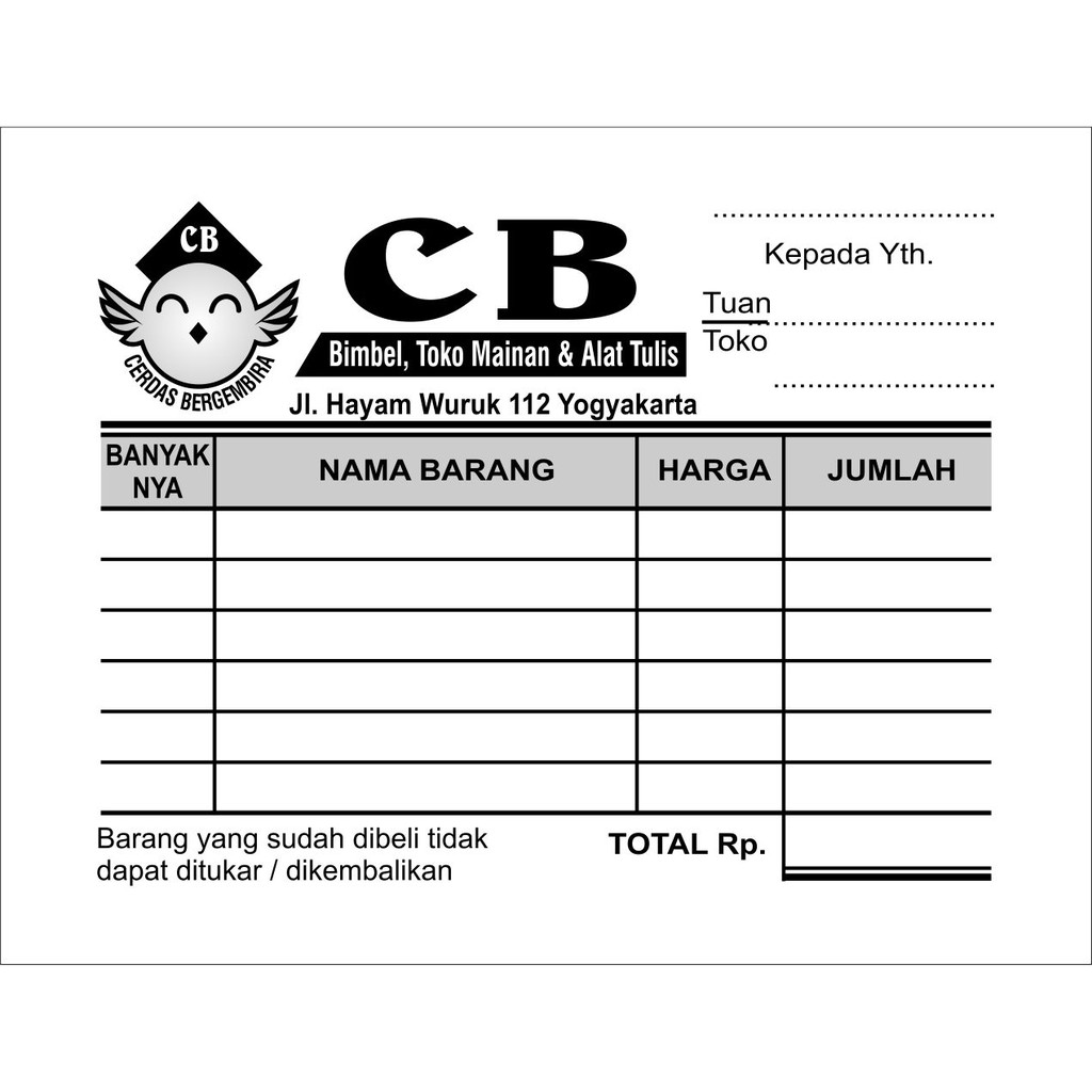 CETAK NOTA BON NCR RANGKAP 2 UKURAN 1/8 FOLIO Shopee