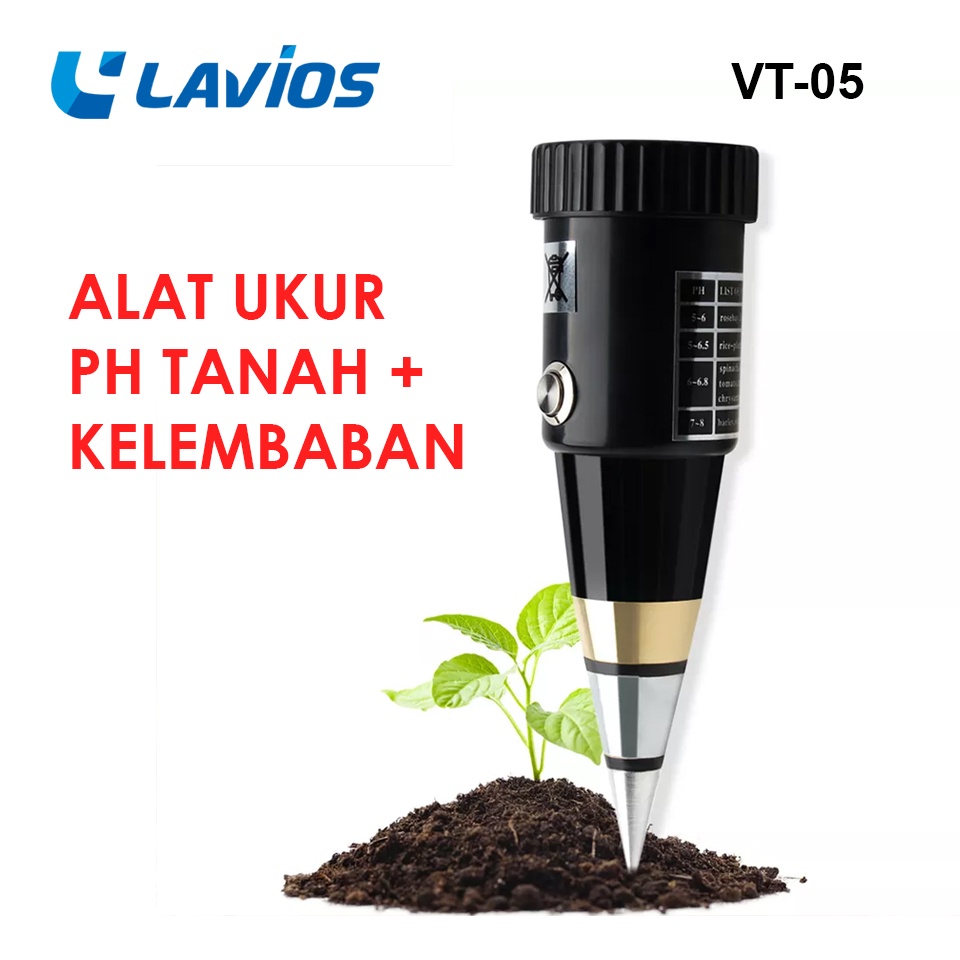 PH Meter Tanah Kelembaban / Alat Ukur PH Soil Meter Tester Lavios VT-05 Ori