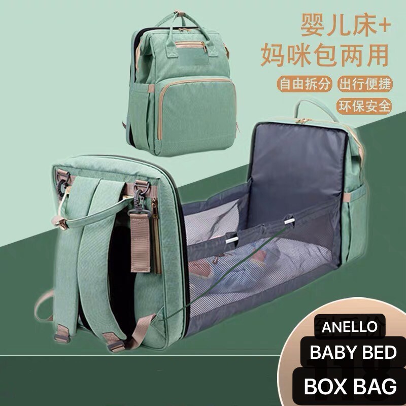 Anelo 2 IN 1 BABY BED BOX BAG Tas Kasur Bayi Diaper Bag Multifungsi Anello CANVAS ANTI AIR IMPORT