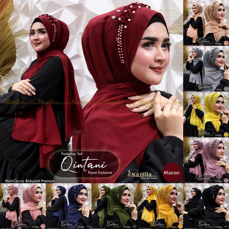 Hijab Pasmina Instant Tali Qintani Payet Exclusive Original Nazilla