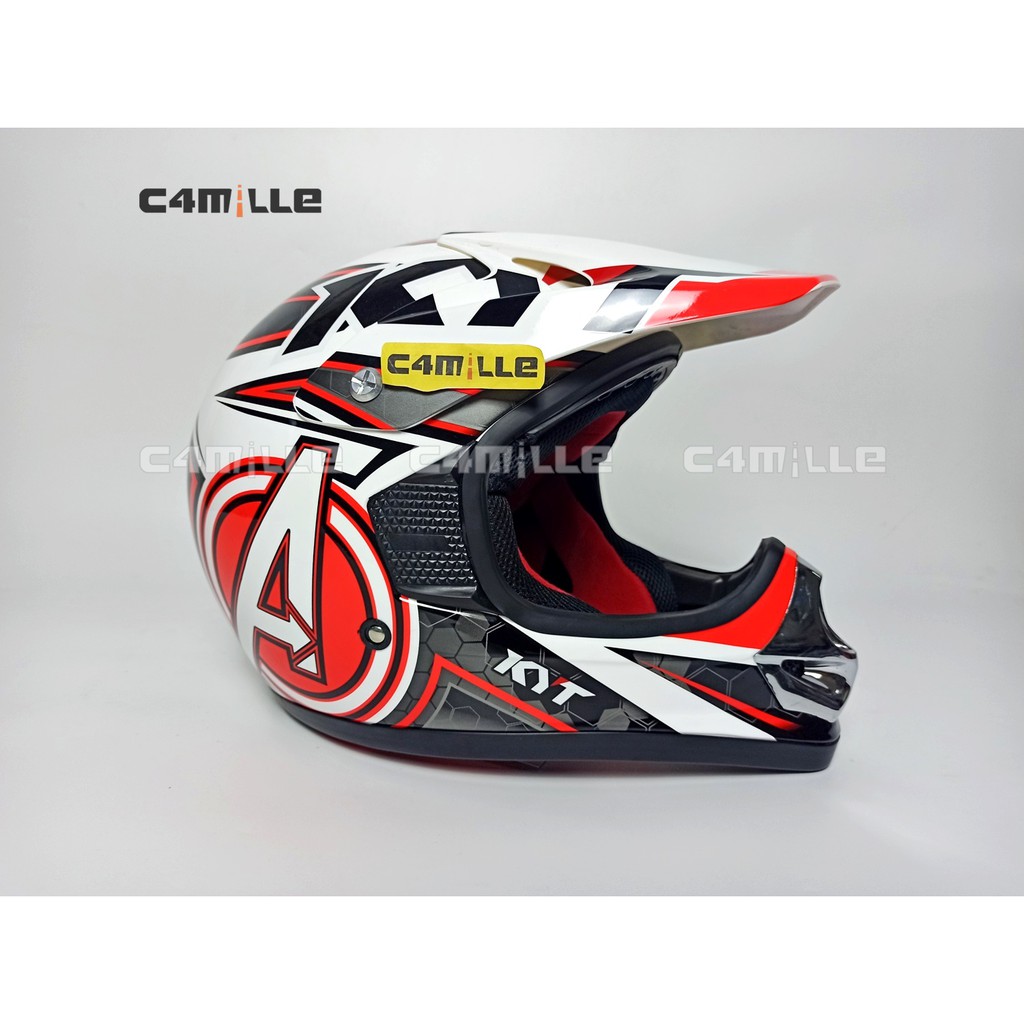 HELM KYT CROSS PRO AVENGER WHITE RED FLUO