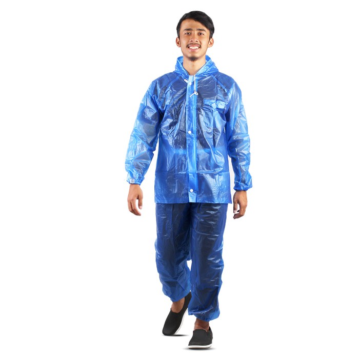 Plevia Jas Hujan Setelan Transparan Diamond