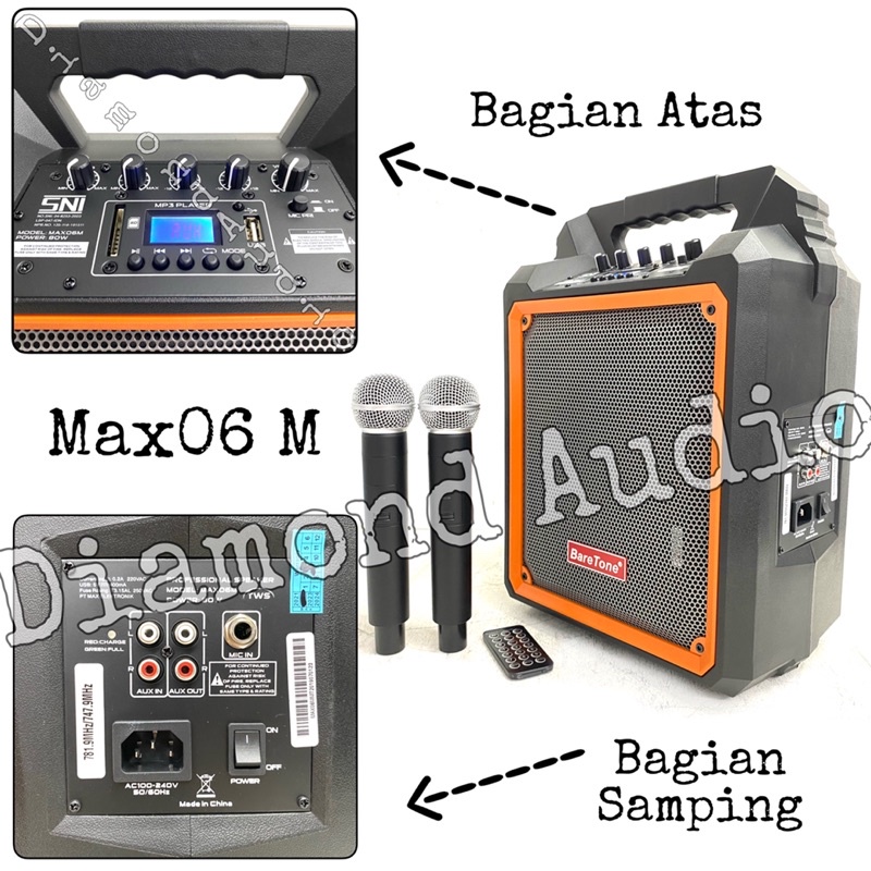 Jual Speaker Portable Baretone Max M Usb Bluetooth Inch Active Bare