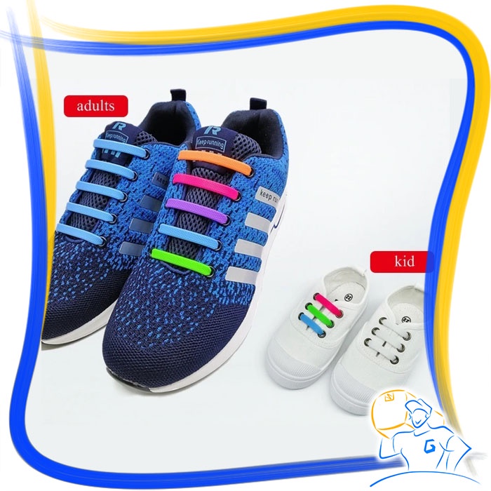 Tali Sepatu Elastis Tanpa Ikat Isi 16pcs Premium Tali Sepatu Casual Sport Shoe Laces Karet Shoelace Silicone