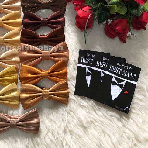 Dasi kupu bowtie gold champagne coklat brown emas ready stok